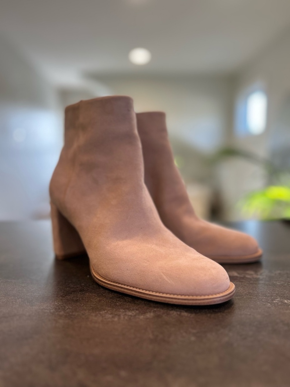 Steve Madden Suede Block Heel Ankle Boots - Beige/Tan